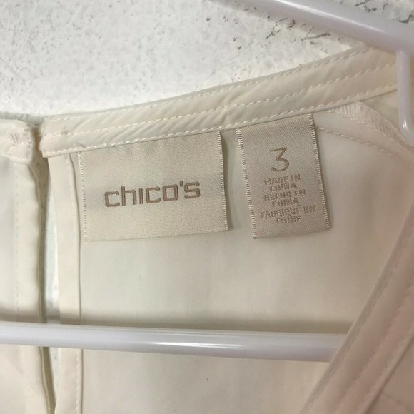 Chicos Round Neck Roll Tab Short Sleeve Blouse 3 - Picture 6 of 7